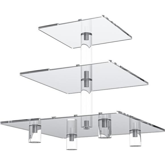 3 Tier Strong Acrylic Square Cupcake Stand, Dessert Display Tower (Clear) - Picture 3 of 4